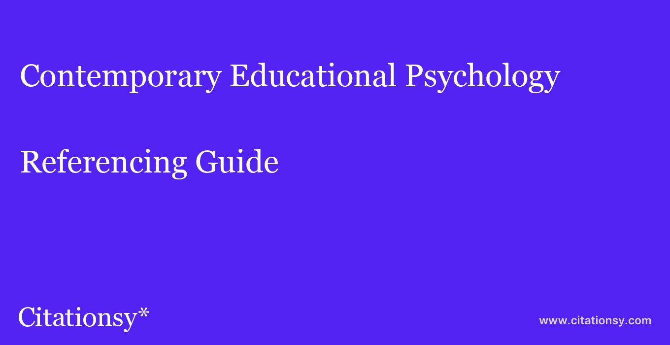 cite Contemporary Educational Psychology  — Referencing Guide